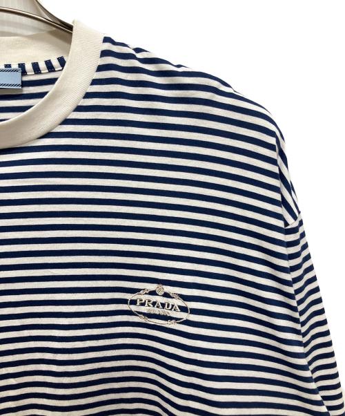 PRADA（プラダ）PRADA (プラダ) 24SS 長袖 ストライプ ジャージー Tシャツ ネイビー×ホワイト サイズ:Sの古着・服飾アイテム