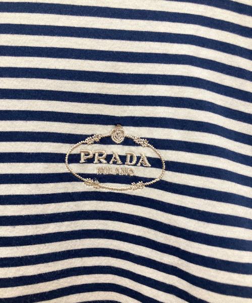 PRADA（プラダ）PRADA (プラダ) 24SS 長袖 ストライプ ジャージー Tシャツ ネイビー×ホワイト サイズ:Sの古着・服飾アイテム