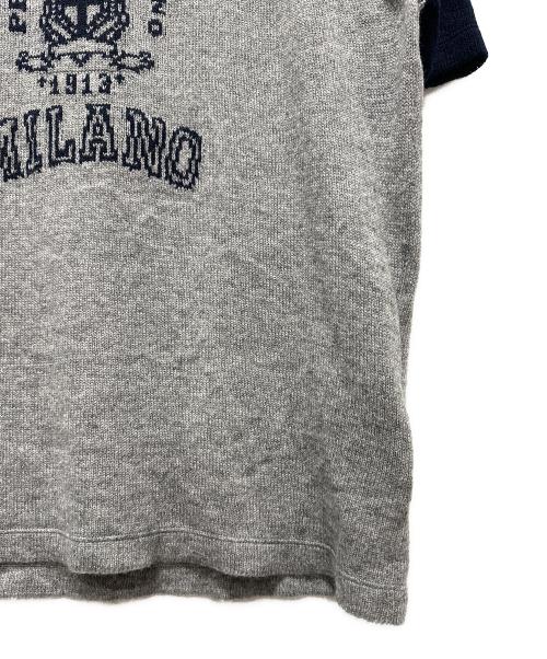 PRADA（プラダ）PRADA (プラダ) カシミヤ ラグランTシャツ ネイビー×グレー サイズ:48の古着・服飾アイテム
