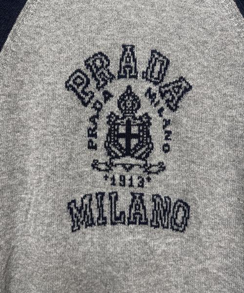 PRADA（プラダ）PRADA (プラダ) カシミヤ ラグランTシャツ ネイビー×グレー サイズ:48の古着・服飾アイテム