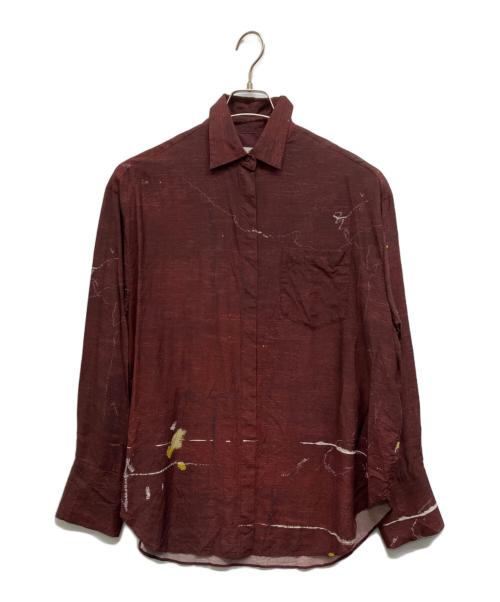 JSELF（ジゼルフ）JSELF (ジゼルフ) Print Silk Shirts -薫- バーガンディー サイズ:Freeの古着・服飾アイテム