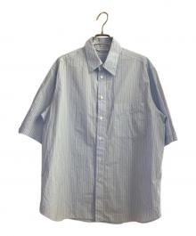 AURALEE（オーラリー）の古着「SUVIN HIGH COUNT CLOTH STRIPE HALF SLEEVED SHIRT」｜スカイブルー