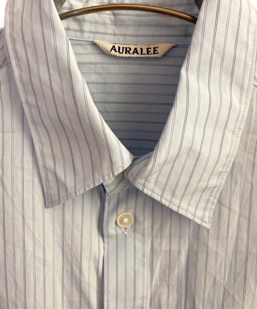 AURALEE（オーラリー）AURALEE (オーラリー) SUVIN HIGH COUNT CLOTH STRIPE HALF SLEEVED SHIRT スカイブルー サイズ:3の古着・服飾アイテム