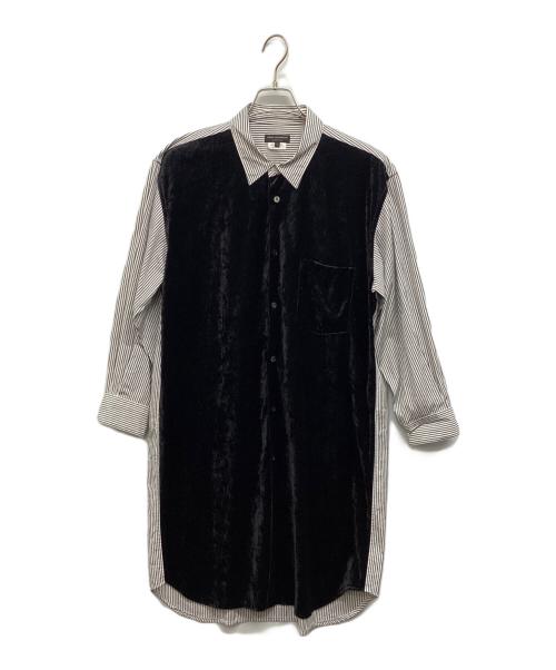 COMME des GARCONS HOMME PLUS（コムデギャルソンオムプリュス）COMME des GARCONS HOMME PLUS (コムデギャルソンオムプリュス) ベロア切替長袖シャツ ブラック サイズ:Lの古着・服飾アイテム
