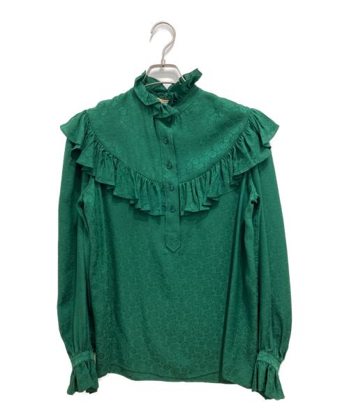 Saint Laurent Paris（サンローランパリ）Saint Laurent Paris (サンローランパリ) フリルスタンドカラーシャツ グリーン サイズ:36の古着・服飾アイテム