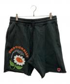 EMOTIONALLY UNAVAILABLEエモーショナリー・アンアベイラブル）の古着「EU FLOWER SWEATSHORTS」｜ブラック