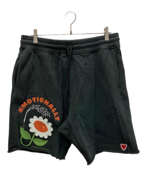 EMOTIONALLY UNAVAILABLE（エモーショナリー・アンアベイラブル）EMOTIONALLY UNAVAILABLE (エモーショナリー・アンアベイラブル) EU FLOWER SWEATSHORTS ブラック サイズ:Lの古着・服飾アイテム