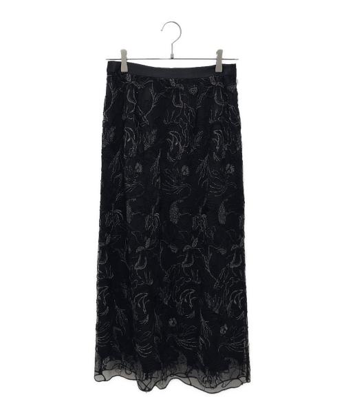 MURRAL（ミューラル）MURRAL (ミューラル) Seem flower lace skirt ブラック サイズ:2の古着・服飾アイテム