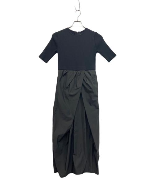 LOUNIE（ルーニー）LOUNIE (ルーニー) Kanako Sato (カナコ サトウ) タフタドッキングニットワンピース ブラック サイズ:Freeの古着・服飾アイテム