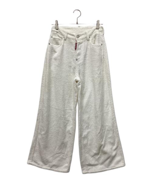 DSQUARED2（ディースクエアード）DSQUARED2 (ディースクエアード) TERRY COTTON WIDE-LEG PANTS ホワイト サイズ:38の古着・服飾アイテム