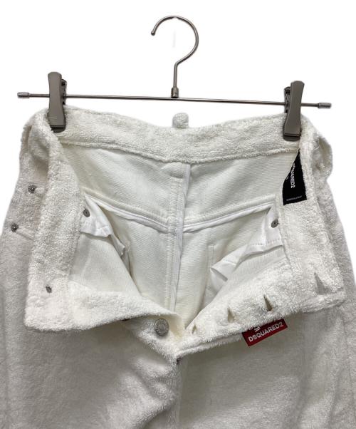 DSQUARED2（ディースクエアード）DSQUARED2 (ディースクエアード) TERRY COTTON WIDE-LEG PANTS ホワイト サイズ:38の古着・服飾アイテム
