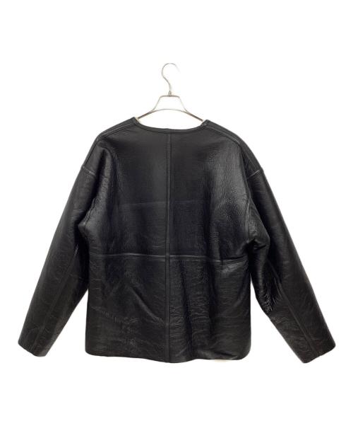 BEAMS（ビームス）BEAMS (ビームス) ムートンカーディガン ブラック×ナチュラル サイズ:Lの古着・服飾アイテム