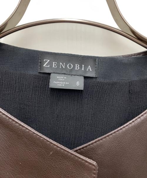 ZENOBIA（ゼノビア）ZENOBIA (ゼノビア) レザー レイヤードジャケット ブラウン サイズ:6の古着・服飾アイテム