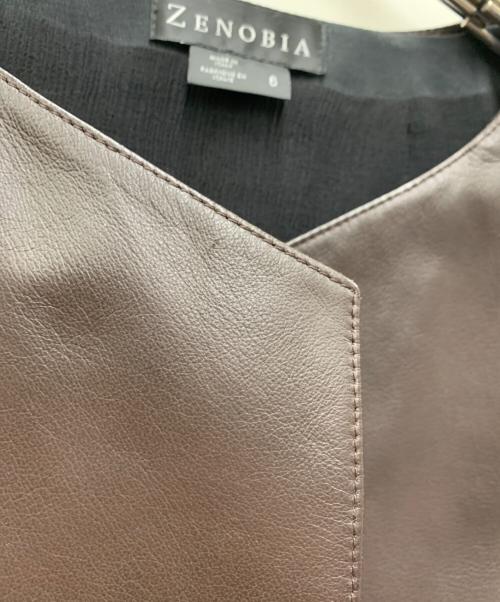 ZENOBIA（ゼノビア）ZENOBIA (ゼノビア) レザー レイヤードジャケット ブラウン サイズ:6の古着・服飾アイテム