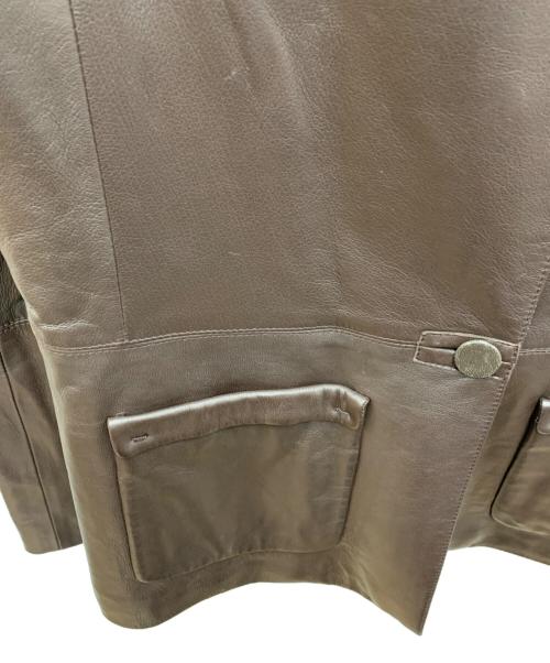 ZENOBIA（ゼノビア）ZENOBIA (ゼノビア) レザー レイヤードジャケット ブラウン サイズ:6の古着・服飾アイテム