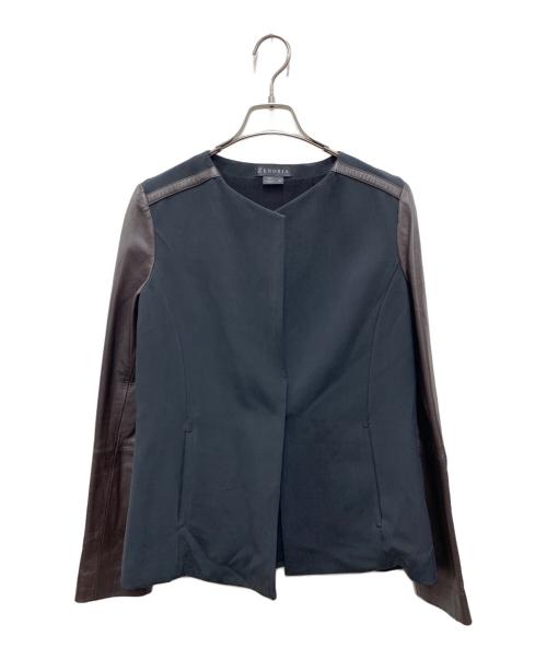 ZENOBIA（ゼノビア）ZENOBIA (ゼノビア) レザー レイヤードジャケット ブラウン サイズ:6の古着・服飾アイテム