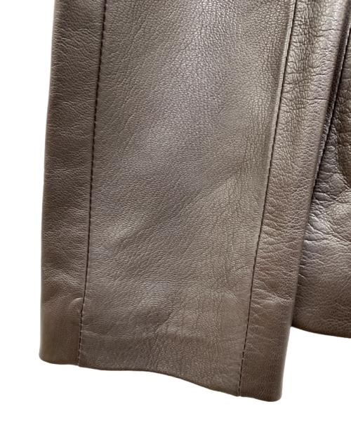 ZENOBIA（ゼノビア）ZENOBIA (ゼノビア) レザー レイヤードジャケット ブラウン サイズ:6の古着・服飾アイテム