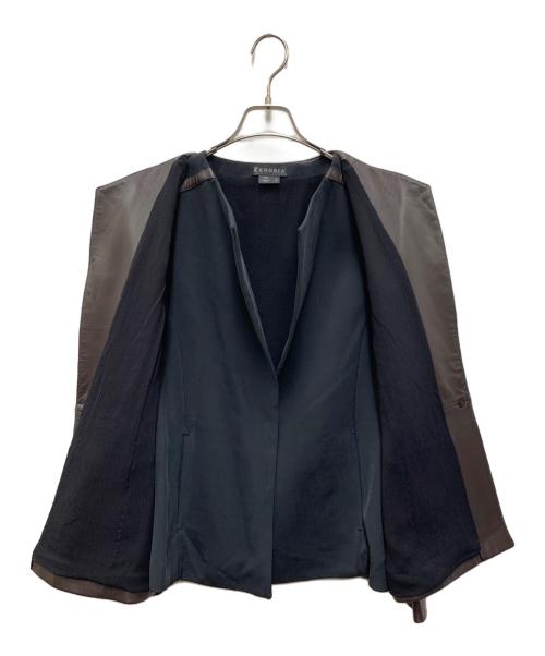 ZENOBIA（ゼノビア）ZENOBIA (ゼノビア) レザー レイヤードジャケット ブラウン サイズ:6の古着・服飾アイテム