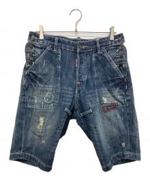 DSQUARED2（ディースクエアード）の古着「ペイントデニムハーフパンツ」｜インディゴ