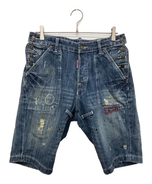 DSQUARED2（ディースクエアード）DSQUARED2 (ディースクエアード) ペイントデニムハーフパンツ インディゴ サイズ:46の古着・服飾アイテム