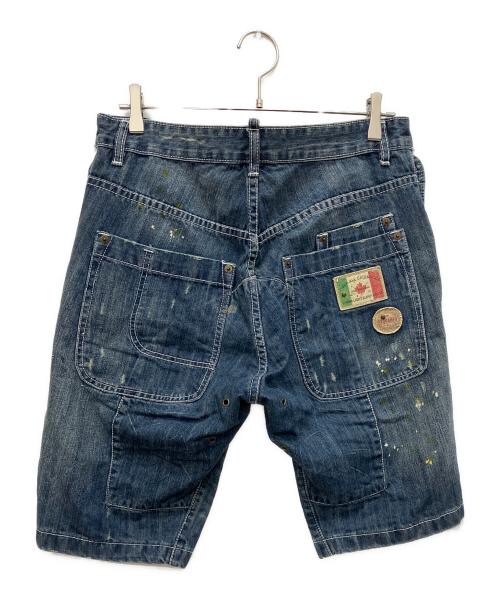 DSQUARED2（ディースクエアード）DSQUARED2 (ディースクエアード) ペイントデニムハーフパンツ インディゴ サイズ:46の古着・服飾アイテム