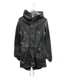 ISAMU KATAYAMA BACKLASH（イサムカタヤマ・バックラッシュ）の古着「ゴードレザー タンニン製品染め モッズコート」｜ブラック