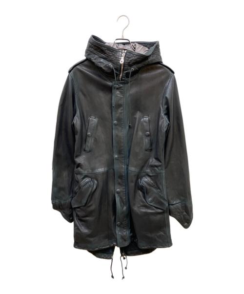 ISAMU KATAYAMA BACKLASH（イサムカタヤマ・バックラッシュ）ISAMU KATAYAMA BACKLASH (イサムカタヤマ・バックラッシュ) ゴードレザー タンニン製品染め モッズコート ブラック サイズ:Mの古着・服飾アイテム