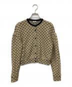 CLANEクラネ）の古着「3Dフラワーレースカーディガン」｜ブラック×ベージュ