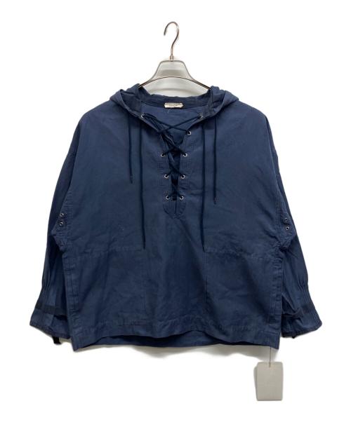 ESLOW（エスロー）ESLOW (エスロー) フード付レースアップブラウス ネイビー サイズ:2の古着・服飾アイテム