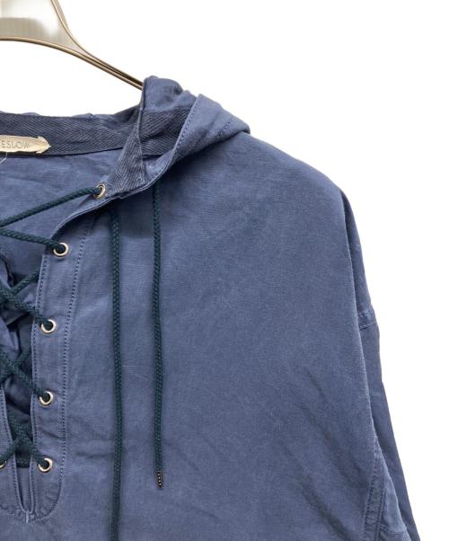 ESLOW（エスロー）ESLOW (エスロー) フード付レースアップブラウス ネイビー サイズ:2の古着・服飾アイテム