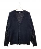 TATTOO STUDIO YAMADAタトゥースタジオヤマダ）の古着「SPIDERWEB BOUCLE COTTON CARDIGAN」｜ブラック