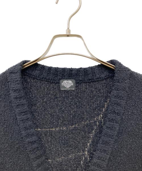 TATTOO STUDIO YAMADA（タトゥースタジオヤマダ）TATTOO STUDIO YAMADA (タトゥースタジオヤマダ) SPIDERWEB BOUCLE COTTON CARDIGAN ブラック サイズ:Lの古着・服飾アイテム