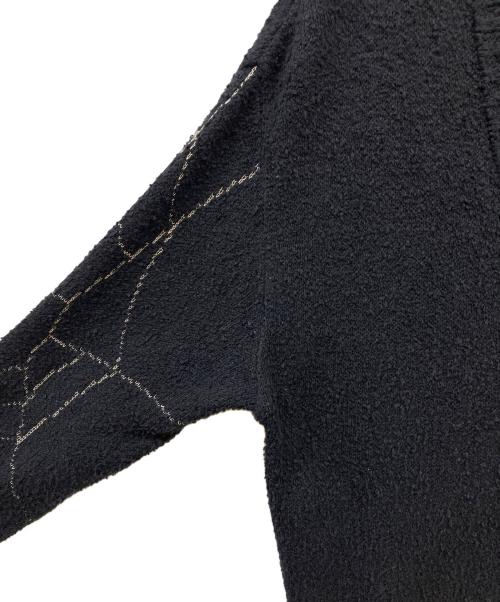 TATTOO STUDIO YAMADA（タトゥースタジオヤマダ）TATTOO STUDIO YAMADA (タトゥースタジオヤマダ) SPIDERWEB BOUCLE COTTON CARDIGAN ブラック サイズ:Lの古着・服飾アイテム
