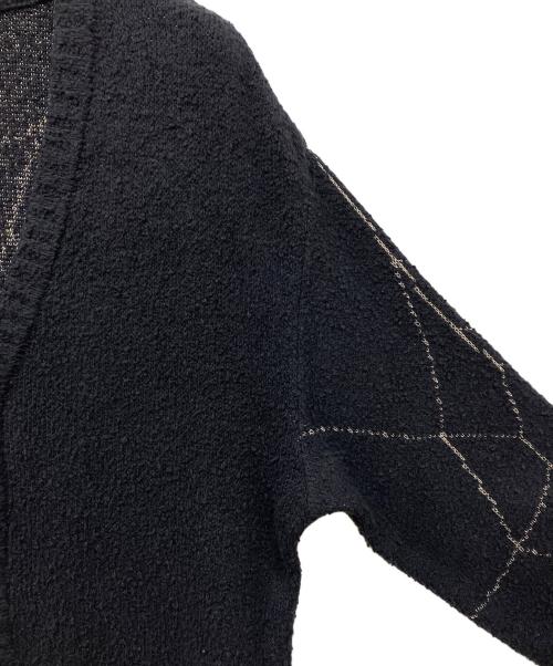 TATTOO STUDIO YAMADA（タトゥースタジオヤマダ）TATTOO STUDIO YAMADA (タトゥースタジオヤマダ) SPIDERWEB BOUCLE COTTON CARDIGAN ブラック サイズ:Lの古着・服飾アイテム