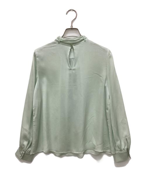 ANAYI（アナイ）ANAYI (アナイ) サテンドット楊柳ボウタイ ブラウス グリーン サイズ:36の古着・服飾アイテム