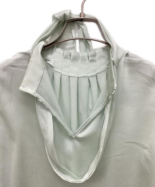 ANAYI（アナイ）ANAYI (アナイ) サテンドット楊柳ボウタイ ブラウス グリーン サイズ:36の古着・服飾アイテム