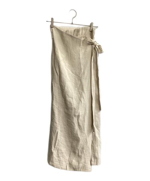 styling/（スタイリング）styling/ (スタイリング) バックサテン2wayラップスカート ベージュの古着・服飾アイテム