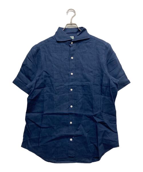finamore（フィナモレ）Finamore (フィナモレ) 半袖リネンシャツ ネイビー サイズ:42の古着・服飾アイテム