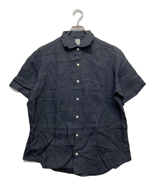 finamore（フィナモレ）Finamore (フィナモレ) 半袖リネンシャツ ダークネイビー サイズ:42の古着・服飾アイテム