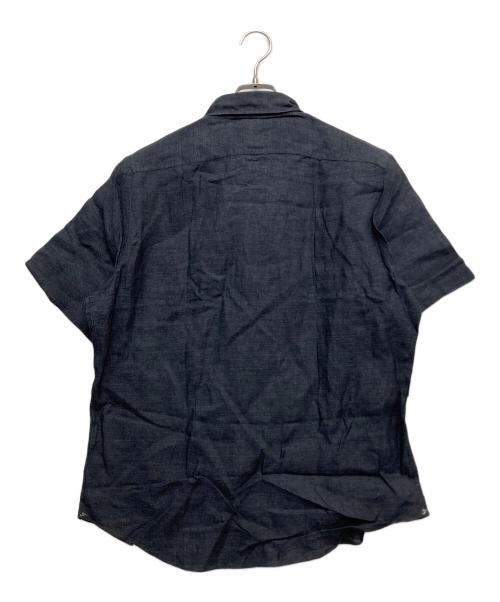 finamore（フィナモレ）Finamore (フィナモレ) 半袖リネンシャツ ダークネイビー サイズ:42の古着・服飾アイテム