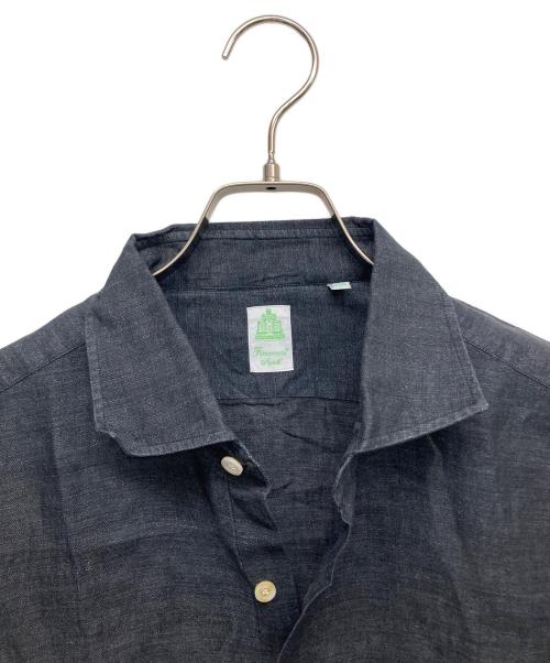finamore（フィナモレ）Finamore (フィナモレ) 半袖リネンシャツ ダークネイビー サイズ:42の古着・服飾アイテム