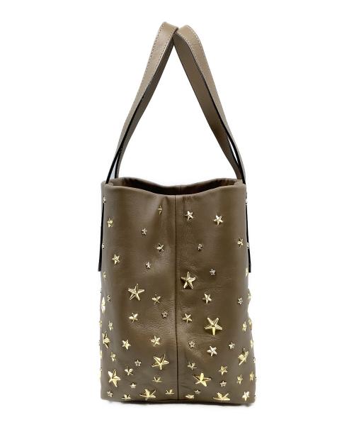 JIMMY CHOO（ジミーチュウ）JIMMY CHOO (ジミーチュウ) スターストーンスタッズトートバッグ ベージュの古着・服飾アイテム