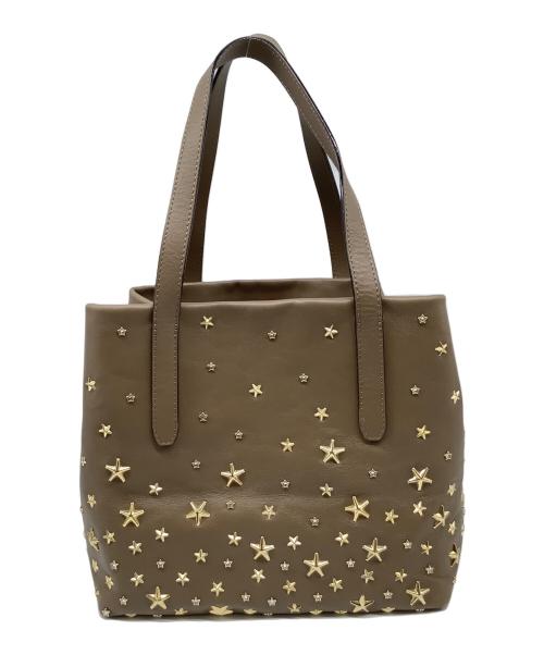 JIMMY CHOO（ジミーチュウ）JIMMY CHOO (ジミーチュウ) スターストーンスタッズトートバッグ ベージュの古着・服飾アイテム