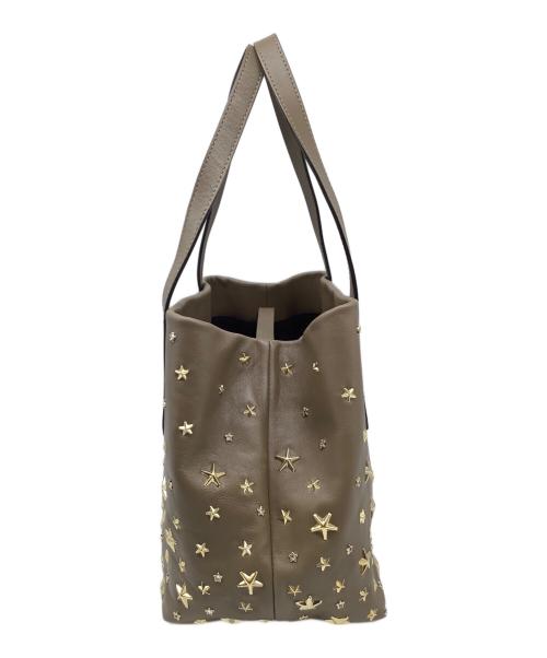 JIMMY CHOO（ジミーチュウ）JIMMY CHOO (ジミーチュウ) スターストーンスタッズトートバッグ ベージュの古着・服飾アイテム