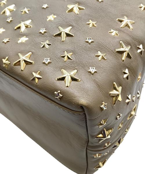 JIMMY CHOO（ジミーチュウ）JIMMY CHOO (ジミーチュウ) スターストーンスタッズトートバッグ ベージュの古着・服飾アイテム