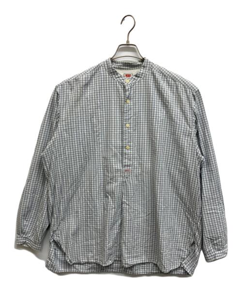 LEVI'S（リーバイス）LEVI'S (リーバイス) バンドカラープルオーバーチェックシャツ ブルー サイズ:Lの古着・服飾アイテム