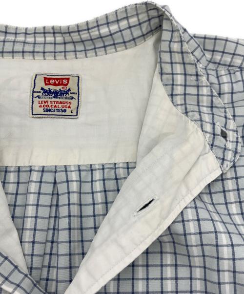 LEVI'S（リーバイス）LEVI'S (リーバイス) バンドカラープルオーバーチェックシャツ ブルー サイズ:Lの古着・服飾アイテム