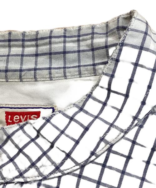 LEVI'S（リーバイス）LEVI'S (リーバイス) バンドカラープルオーバーチェックシャツ ブルー サイズ:Lの古着・服飾アイテム
