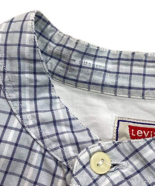 LEVI'S（リーバイス）LEVI'S (リーバイス) バンドカラープルオーバーチェックシャツ ブルー サイズ:Lの古着・服飾アイテム