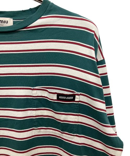 MIU MIU（ミュウミュウ）MIU MIU (ミュウミュウ) 24SS コットンジャージー 長袖Tシャツ グリーン サイズ:Mの古着・服飾アイテム